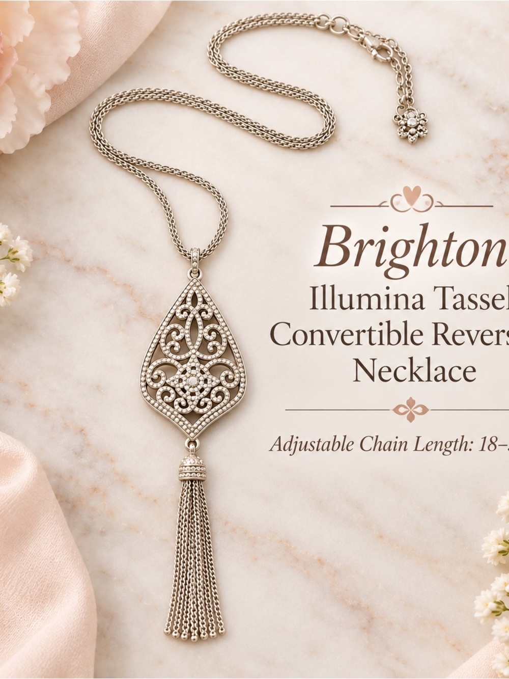 Brighton Silver Filigree Tassel Pendant Necklace
